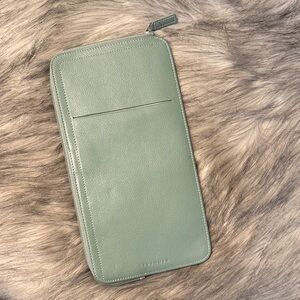Levenger Sage Leather Passport Wallet